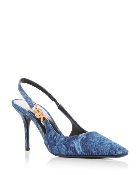 versace barocco pump|Versace Women's Slingback Barocco Print Denim Pumps.